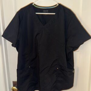 Black Scrub Top with Pockets